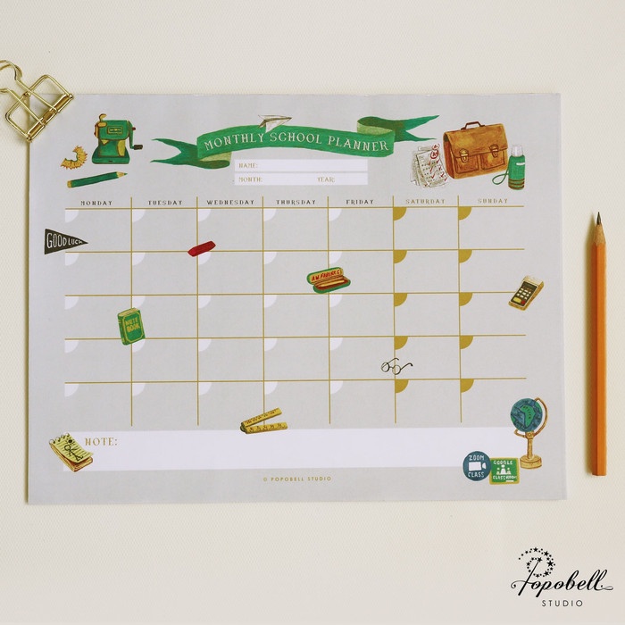 

[RESTOCK] Monthly School Planner for Home Learning. A4 Wall Planner Tear-off Pad