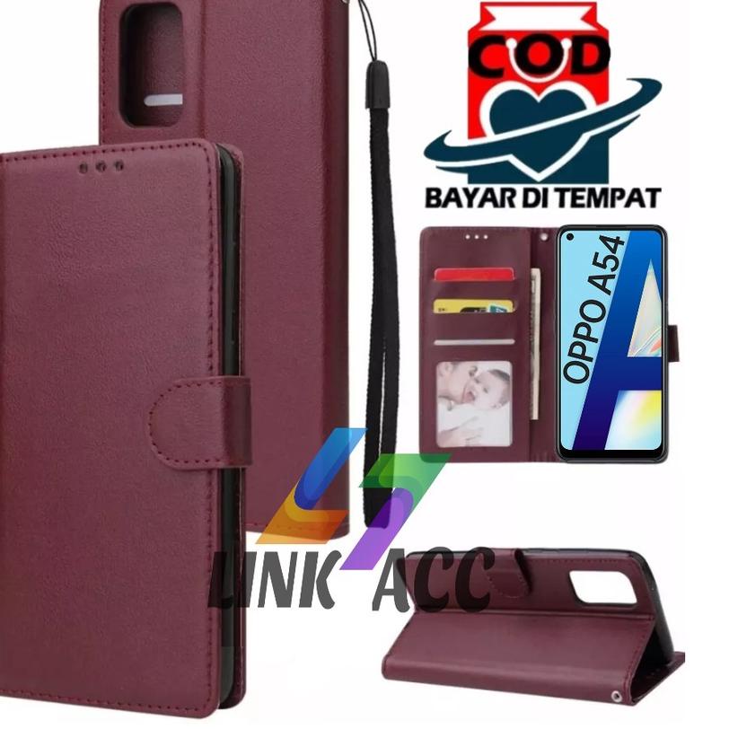 CASE FLIP OPPO A54 LEATHER CASE PREMIUM-FLIP WALLET CASE KULIT UNTUK OPPO A54 - CASING DOMPET HP