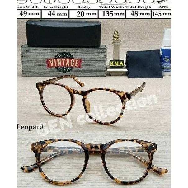 Kacamata Vintage /Frame Kacamata Bulat Minus /Kaca Mata Leopard Original