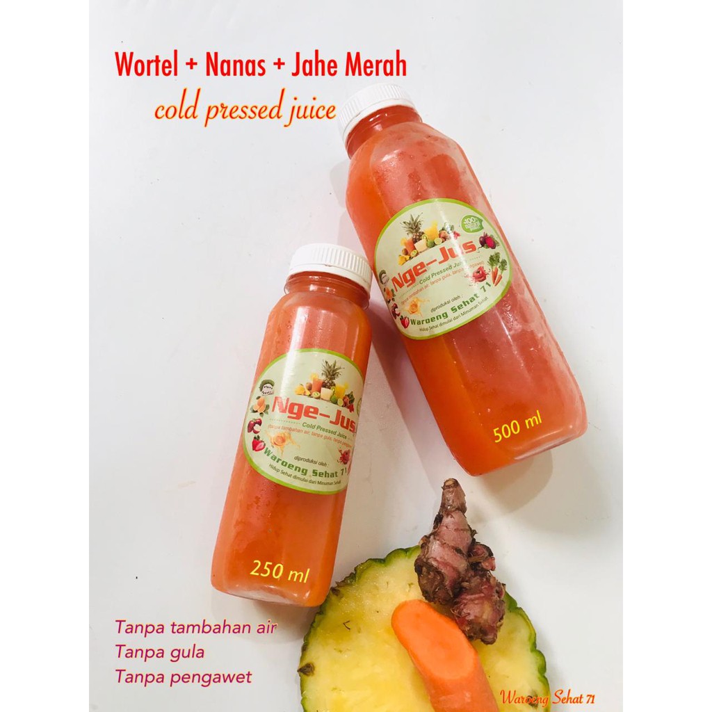 

Jus mix : Wortel + Nanas + Jahe Merah (cold pressed juice)