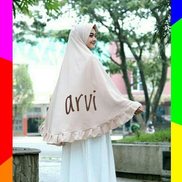 RESTOK BEST SELLER Fathiya Khimar Jumbo Non Pet Wollycrepe Non Belah Ori By Audina