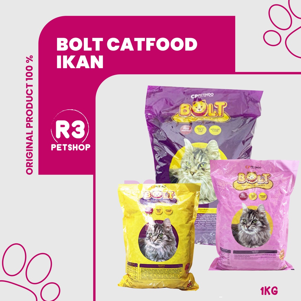 Makanan Kucing kering murah BOLT All varian 1kg