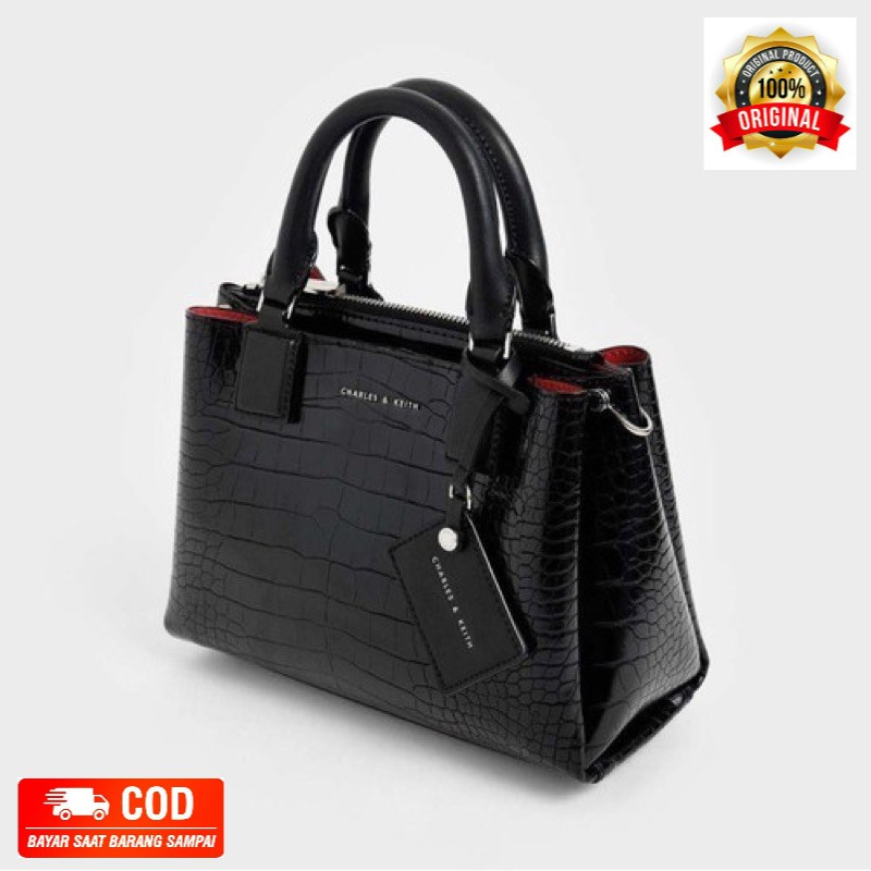 BAG CK STRUCTURED CROCO handle doubleside