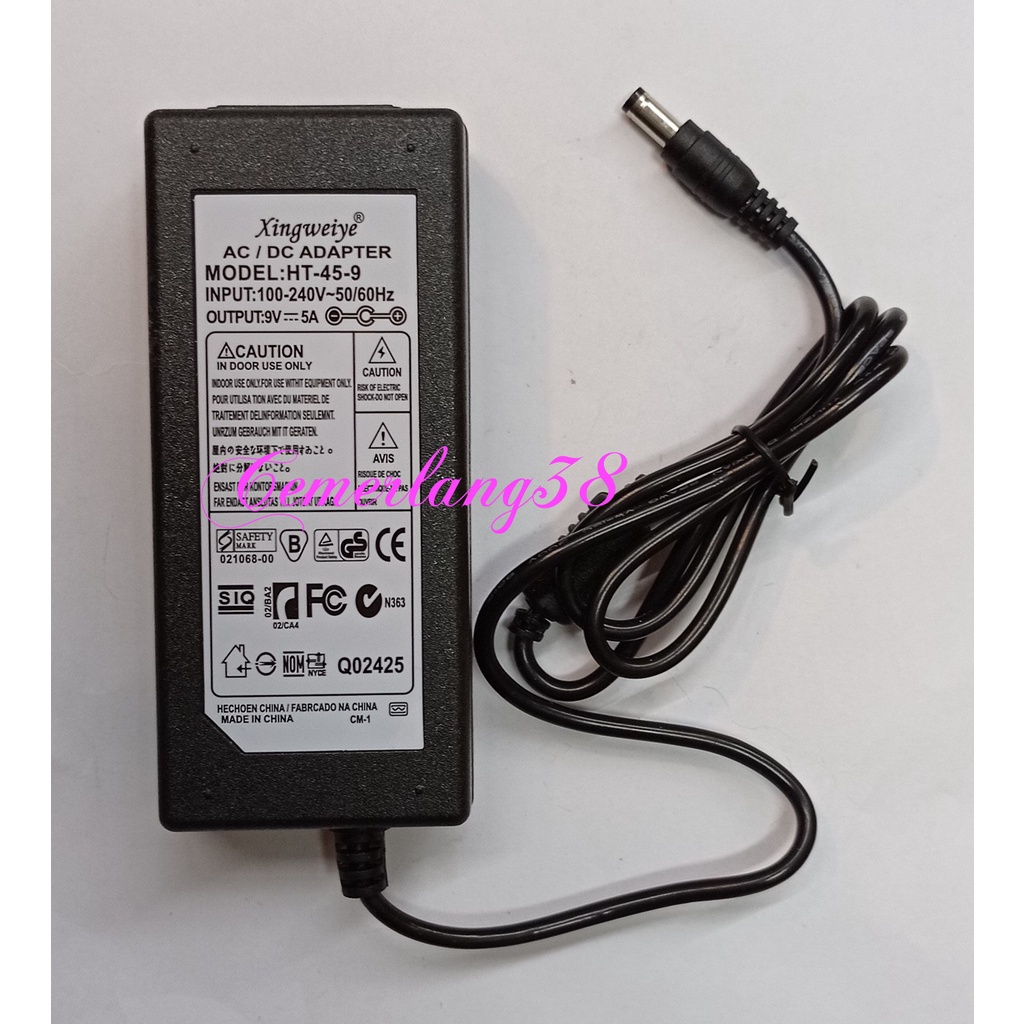 Switching Adaptor 9V 5A Charger Power Supply 9 V 5 A 45 Watt