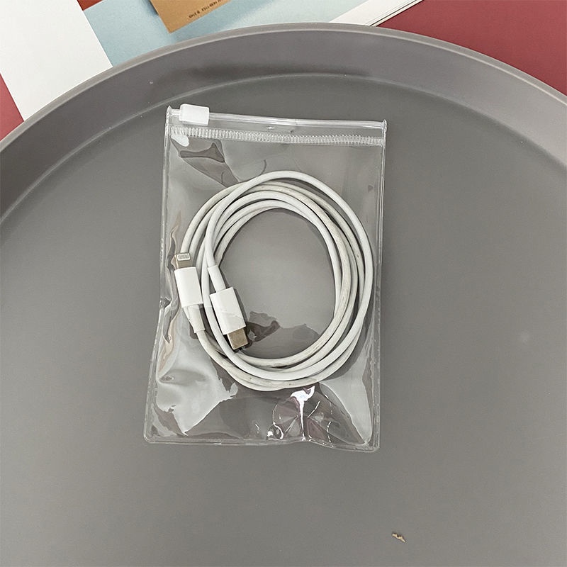 5pcs Kantong Plastik Bening Dengan Ziplock Untuk Kabel Charger Dfvc