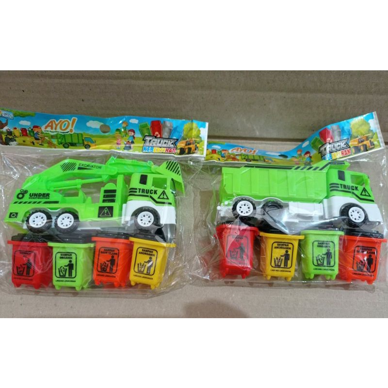 AJ MT 53 Mainan Mobil Truck Sampah Plus Tempat Sampah Ukuran Mini/ Mainan Anak Mobil Truk Sampah Lengkap Dengan Tempat Sampah Ukuran Mini