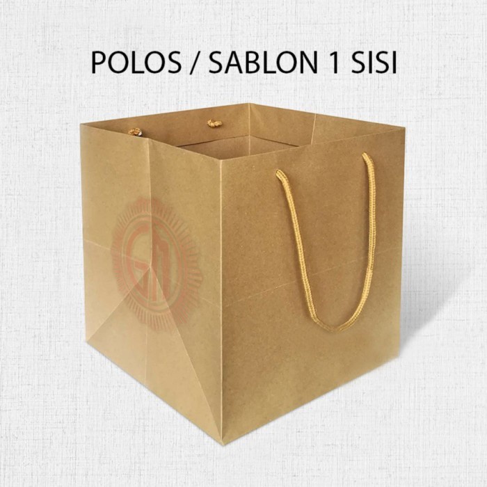 

Kantong Paper Bag Brown Kraft Cokelat Polos / Sablon Kotak 32x32x30 cm