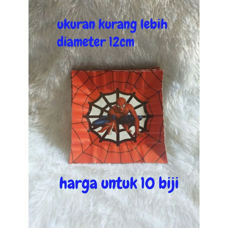 piring kertas kue cake ulang tahun happy birthday hbd ultah karakter spiderman spidermen