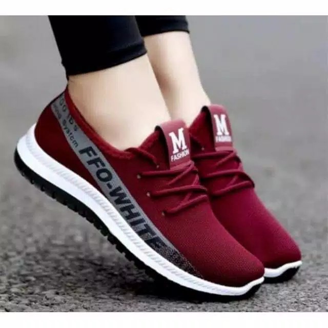 Sepatu Wanita Sneakers FFO White Running santai Casual Quality Premium