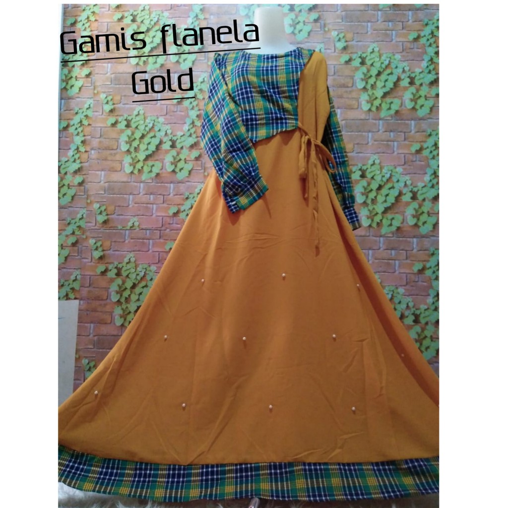 Flanela dress remaja hanbok wolfis polos kombinasi motif mutiara