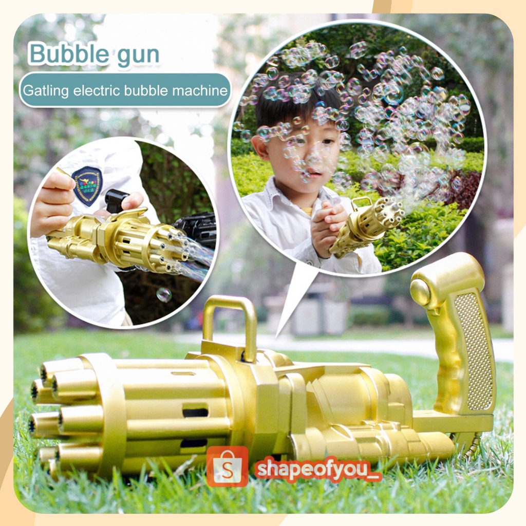 BUBBLE GUN MAINAN Insta Tik Tok Viral Otomatis Gatling Bubble Gun Mainan Mesin Gelembung Air Sabun Listrik