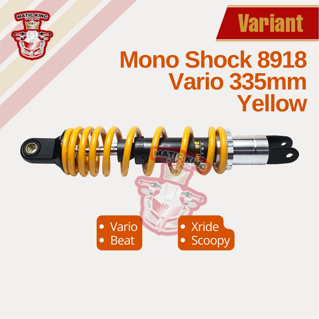 Mono Shockbreaker shock belakang Vario Beat Scoopy Mio Freego Fino SCT-8918 335mm Yellow Scarlet Racing