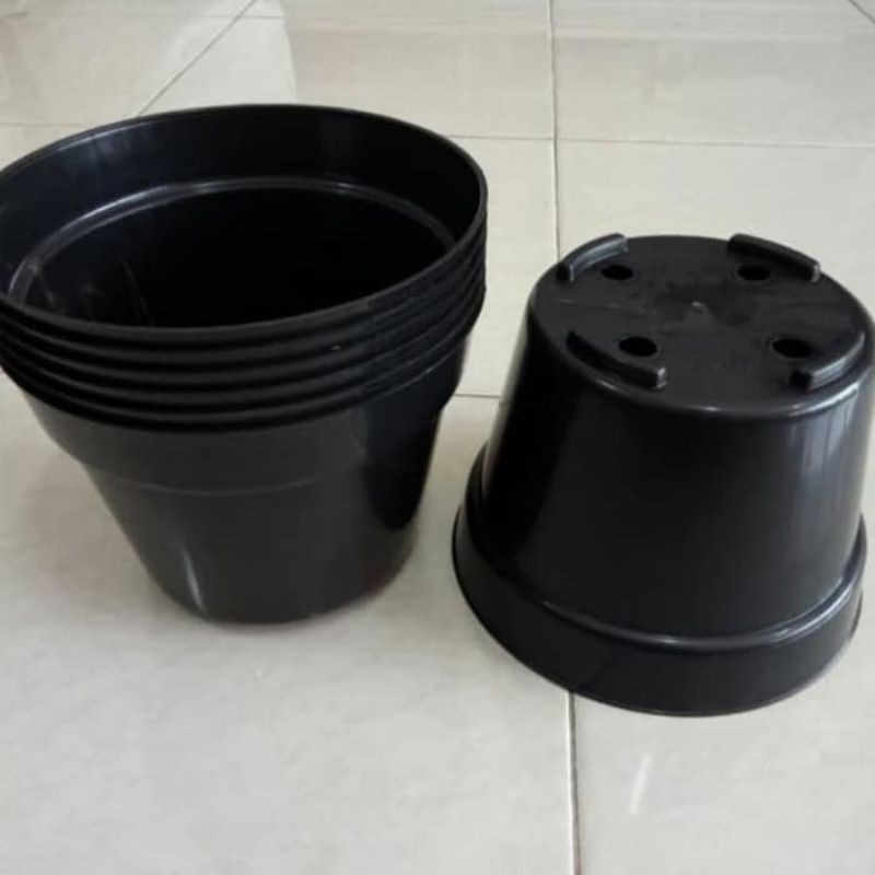 1lusin pot ukuran 18cm warna hitam