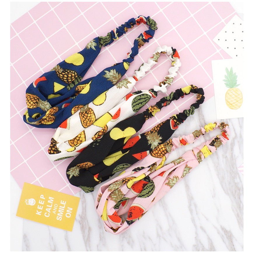 Bando Wanita Motif Buah - Bando Bandana Headband Simpul Ala Korea - Bando Import Termurah [B03]