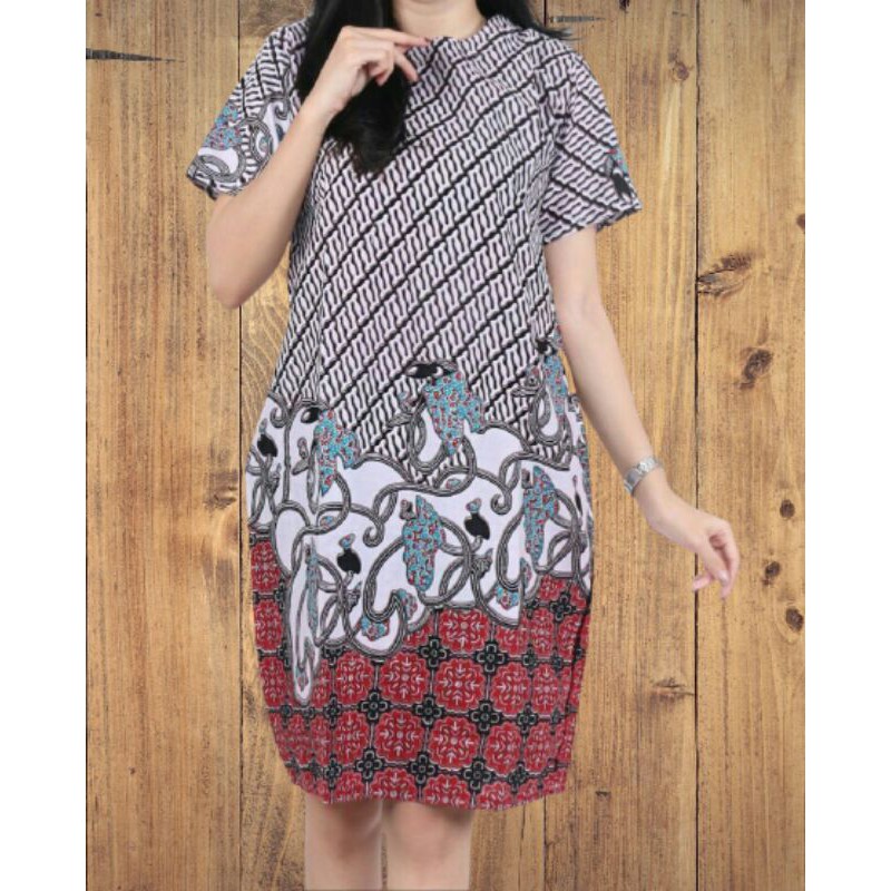 dress batik atasan batik wanita baju kerja kantor terbaru ori Arta batik super batik motif morena