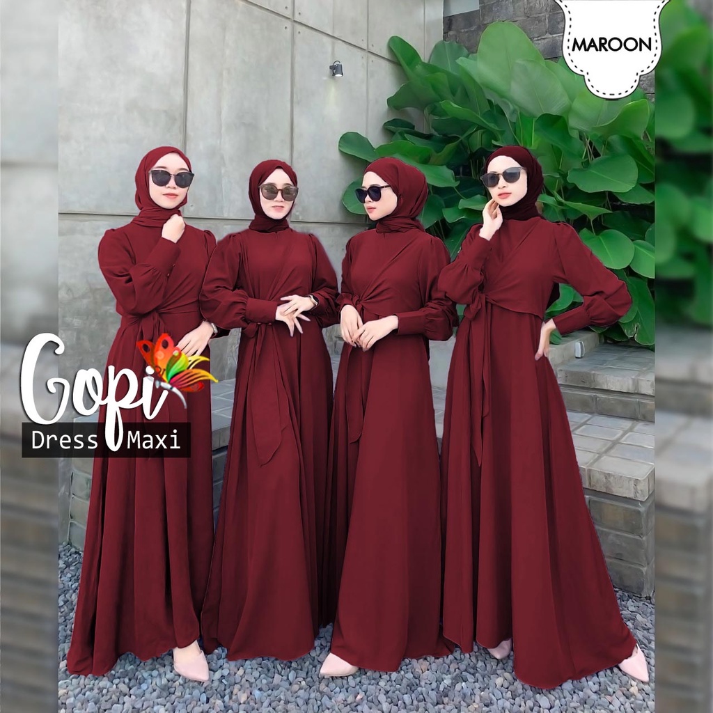 MAXI DRESS GOPI POLOS mF / BUSANA KONDANGAN WANITA / BAJU PESTA