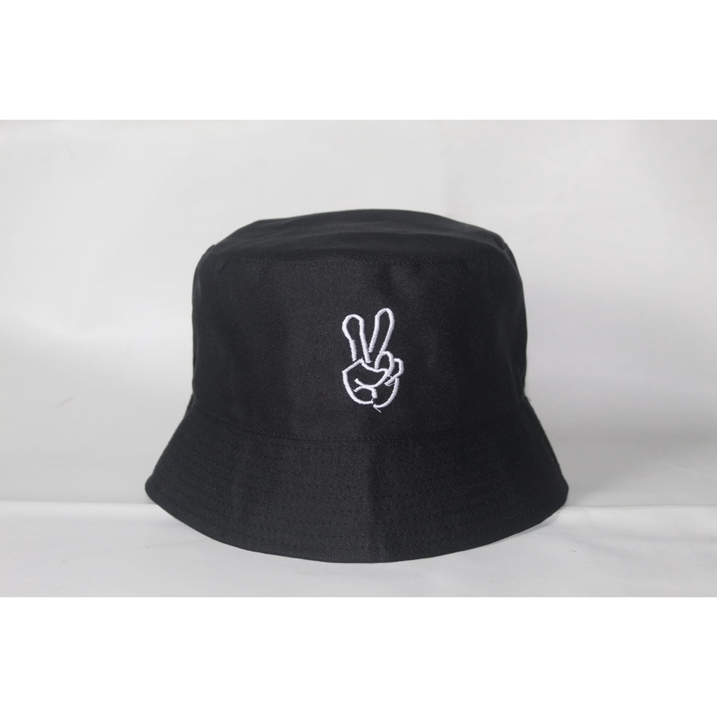 Topi Bucket Termurah motif DUA JARI topi pria wanita kekinian Aksesoris unisex.