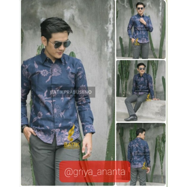 BIRAWA | KEMEJA PRIA BATIK PRABUSENO LENGAN PANJANG SLIMFIT KATUN PRINTING ATASAN KERJA PRIA BATIK B