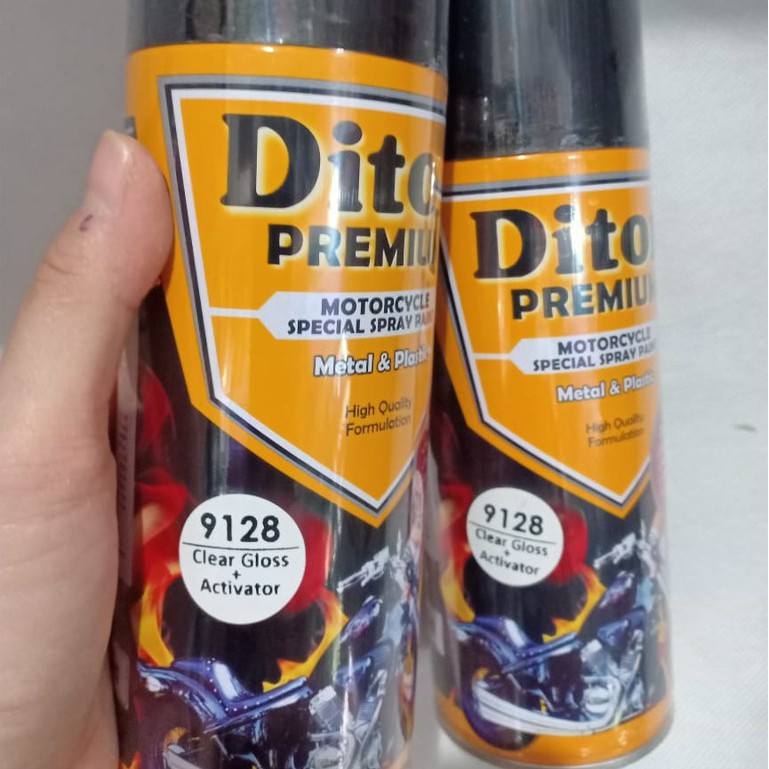 Pilok Pilox Cat Semprot DITON Premium 9128 Clear + Activator / Clear Mengkilap (400cc / 400ml)