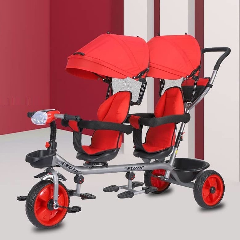 Sepeda Anak Bayi Balita Dorong Roda 3 Tricycle Exotic Kembar ET8809 2 Kursi Bisa Duduk Berhadapan By Pacific-2