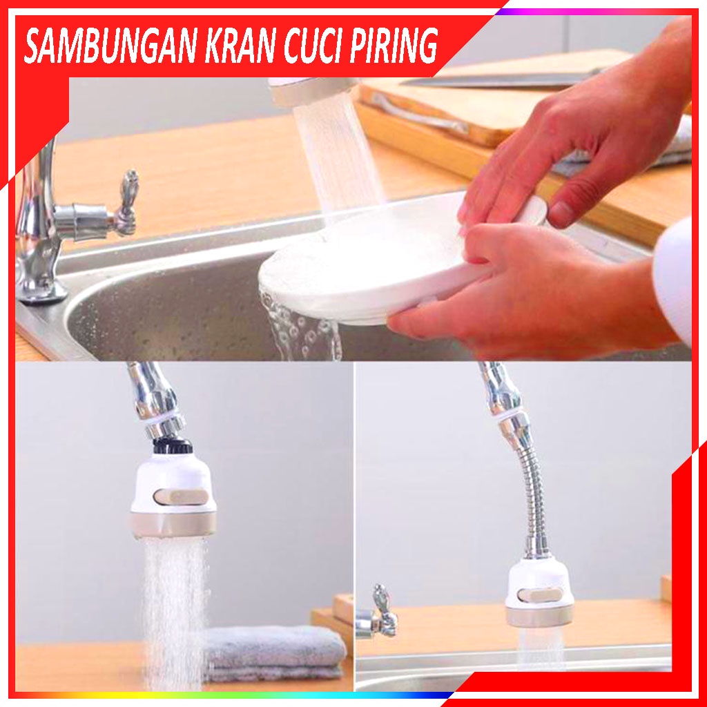 Sambungan Kran Wastafel Bak Cuci Piring 3 Mode Rintik Air Sambungan Kran Air Anti Splash Flexible Shower / Sambungan Kran Plastik Irit Air / Sambungan Kran Air Pembuat Aliran Air Fokus Irit 50%