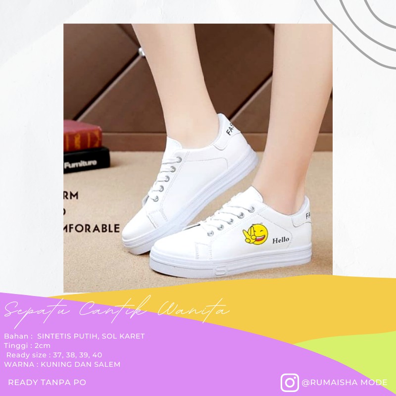 WOWW REAL PICTURE NIH/SEPATU OLAHRGA KETS PUTIH POLOS/SEPATU CEWEK KEKINIAN/WARNA PUTIH