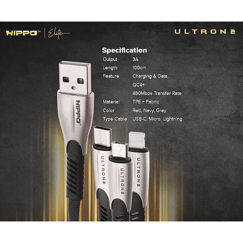 Hippo Kabel Data Ultron 2 100CM Micro/Type C