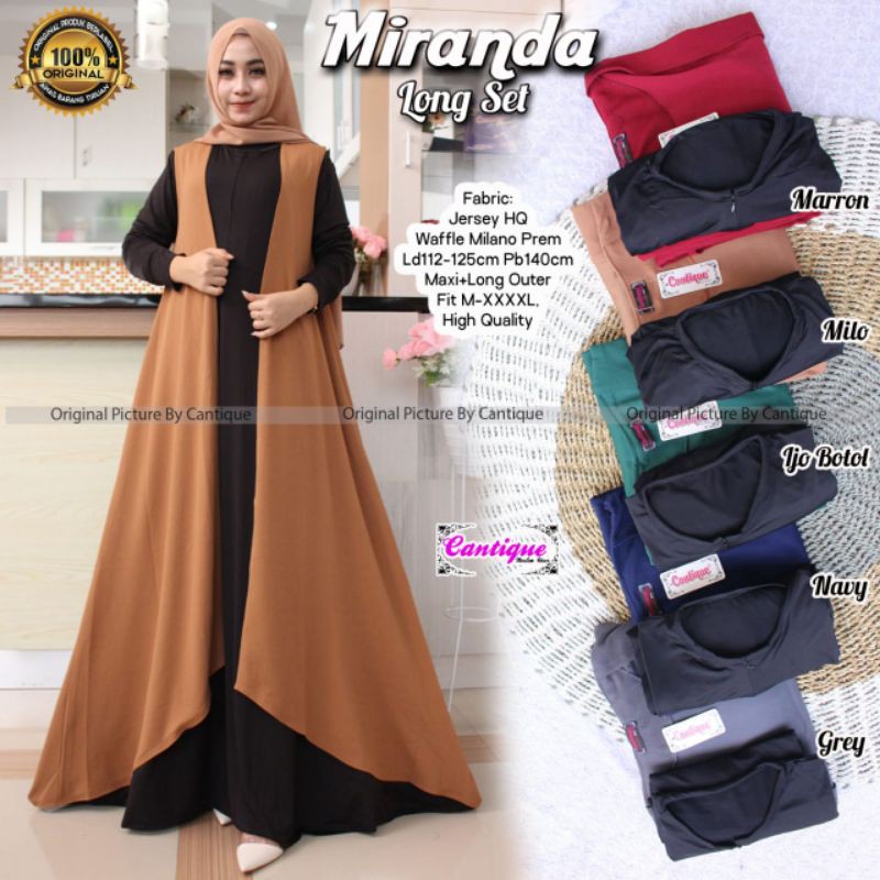 Gamis Dress Jumbo Big Size Miranda Long Set Inner Dan Outer LD Sampai Melar 125 cm