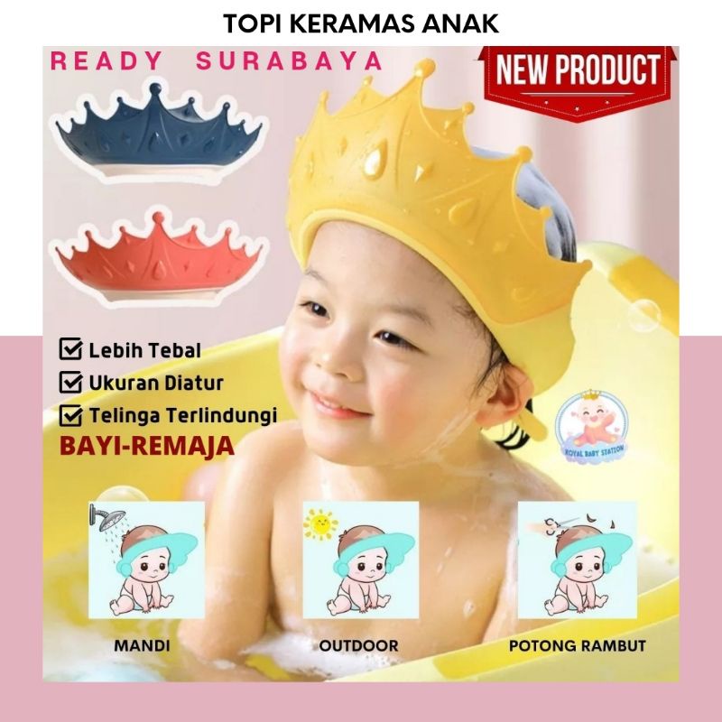 PROMO NEW! Topi Keramas Anak Bayi hingga Remaja Model Mahkota Premium Tebal