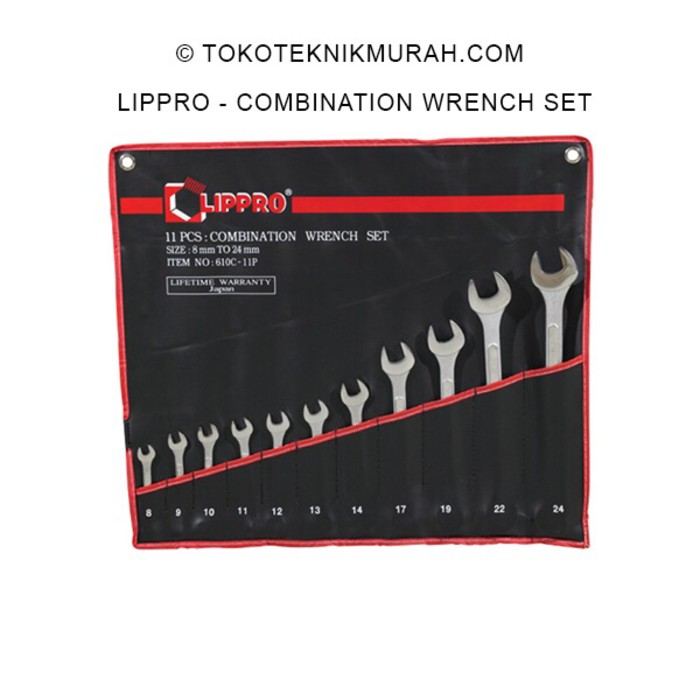 Lippro Kunci Ring Pas Set 11 Pcs (8-24) / Combination Wrench 610C-11P