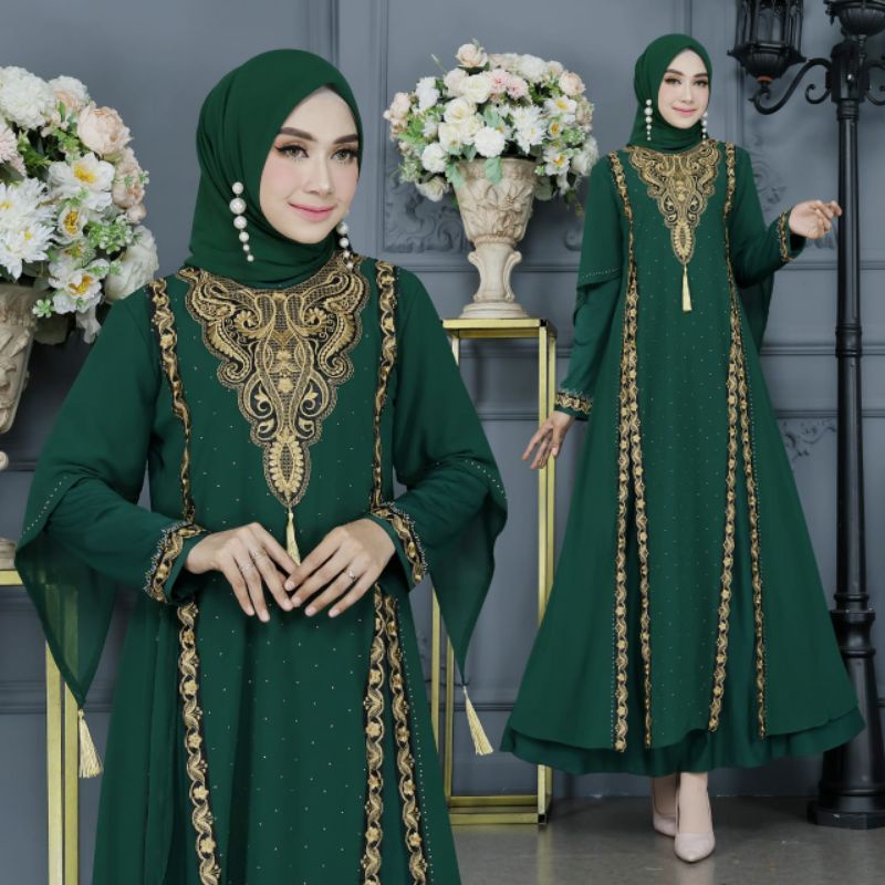 GAMIS ABAYA TURKEY BORDIR ALEXA 4 WARNA MEWAH