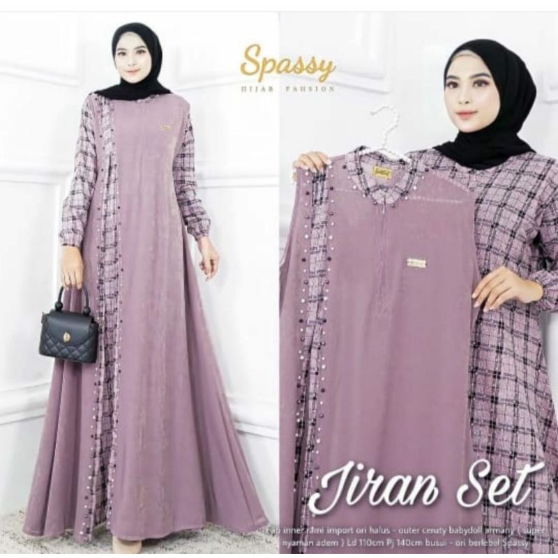 gamis rompi terbaru//gamis katun rami mix ceruty//jiran set