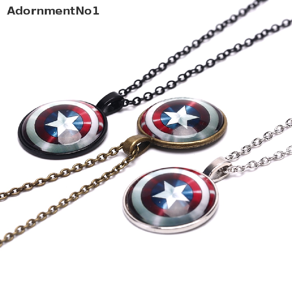 (AdornmentNo1) Kalung Rantai Dengan Liontin Perisai Kapten Amerika Pentacle Untuk Unisex / Pria / Wanita