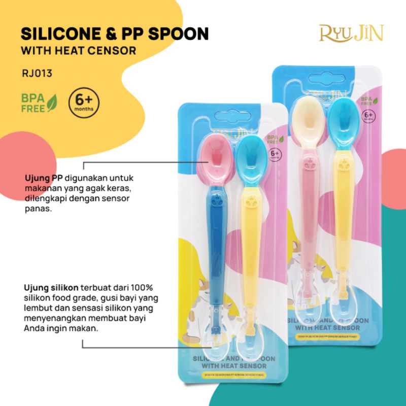 Ready Sendok makan bayi 2 sisi/silicone and PP Spoon