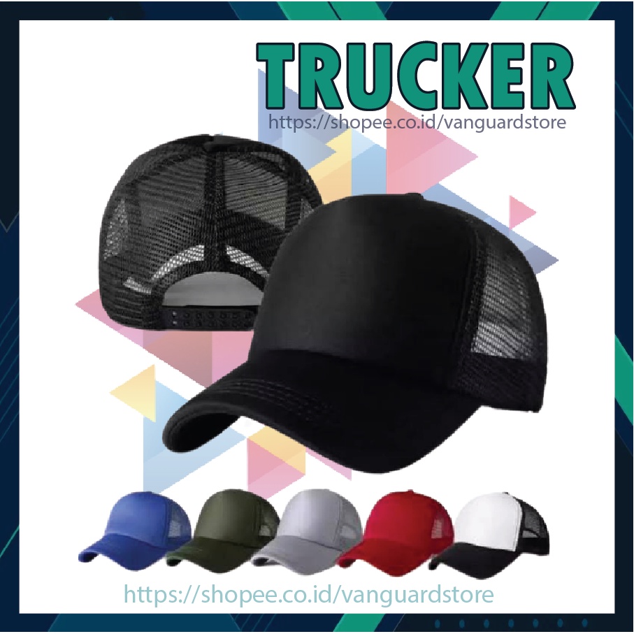 CUSTOM TOPI PRIA WANITA TRUCKER HAT JARING DESIGN GAMBAR LOGO FACEBOOK SOSMED - PREMIUM