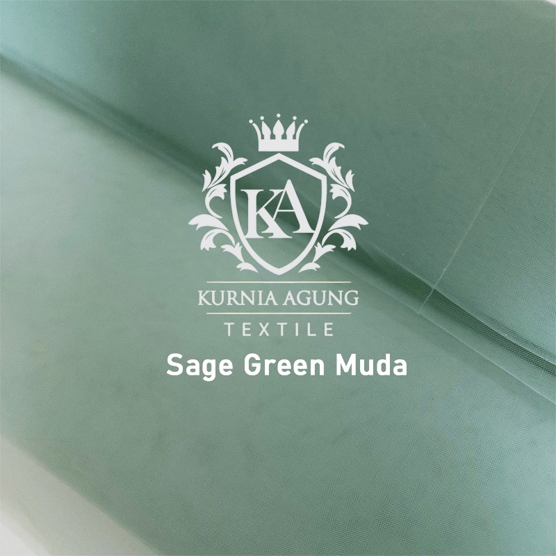 Kain Tile Tulle Kaku Sedang Warna SAGE GREEN / Tile Souvenir Dekor Bungkus Hampers Parcel Warna Terlaris Meteran dan 0.5m Lebar 125cm