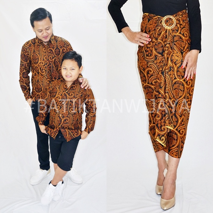 Rok Lilit Batik Couple Keluarga Ayah Ibu Anak Laki 1-14 Tahun Bahan Katun Sogan Jogja Motif Kenongo 