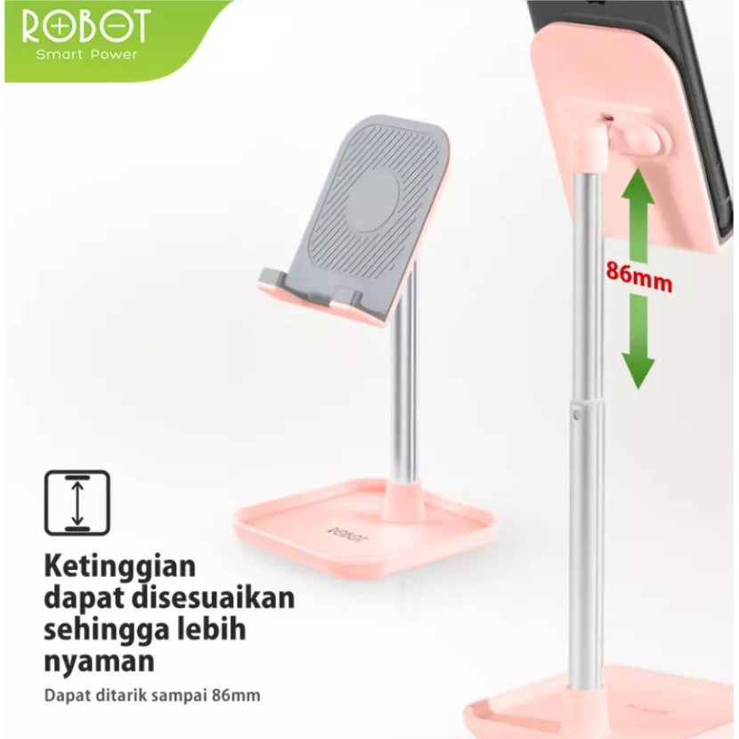 ROBOT RT-US04 PHONE HOLDER TABLE RT US04 FOLDABLE SMARTPHONE STAND HP IPAD ALLUMUNIUM ALLOY