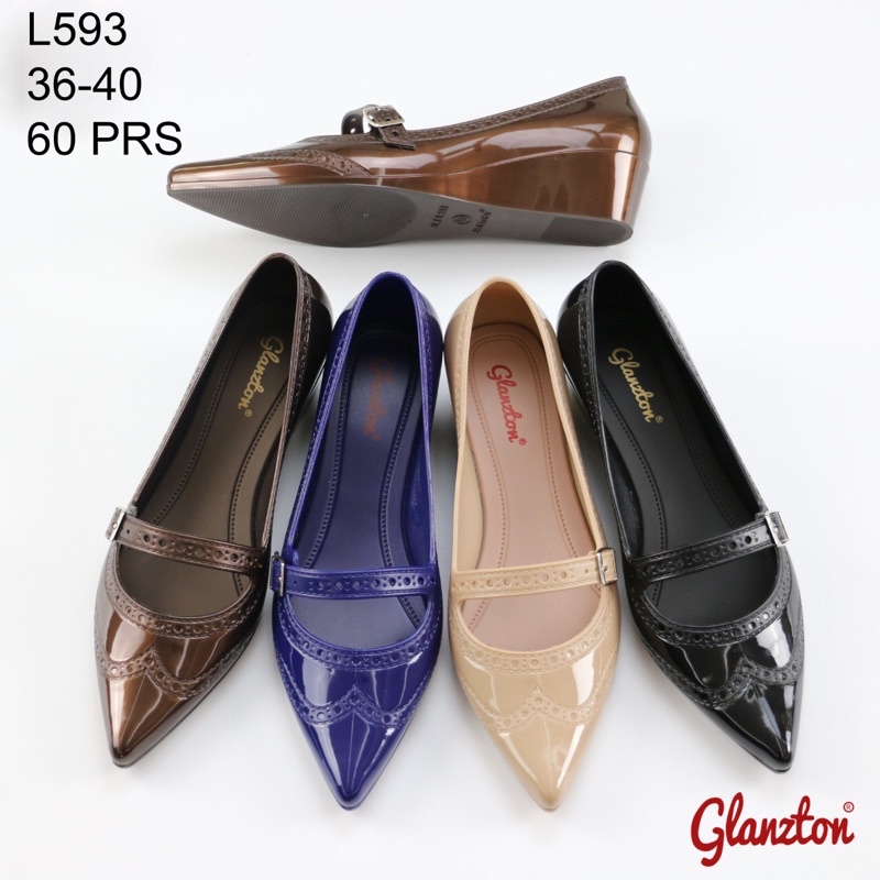 Sepatu Jelly Wedges Glanzton Glossy Tali L593