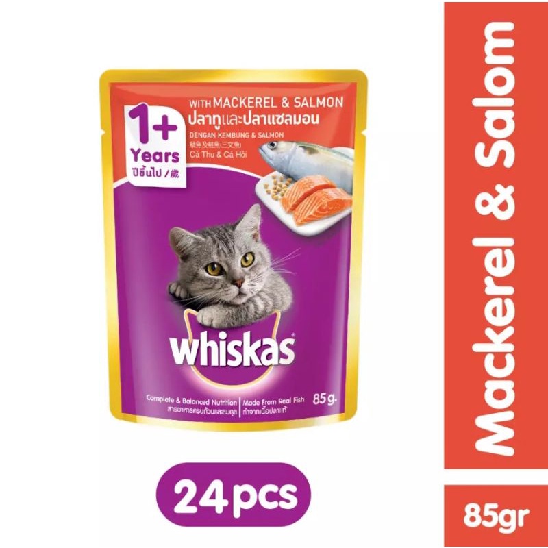 1 Bok whiskas sacheat 1+ mackerel and salmon isi 24