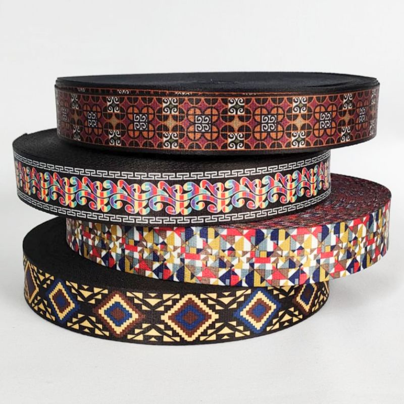 Webbing Polykatun 3.8 cm Aneka Motif ketebalan 1 - 1.1mm (meteran)