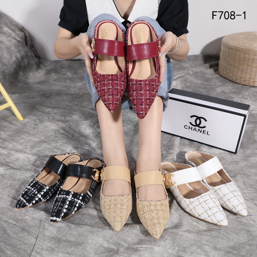 CH Tweed CC Logo Flat Heel Shoes #F708-1