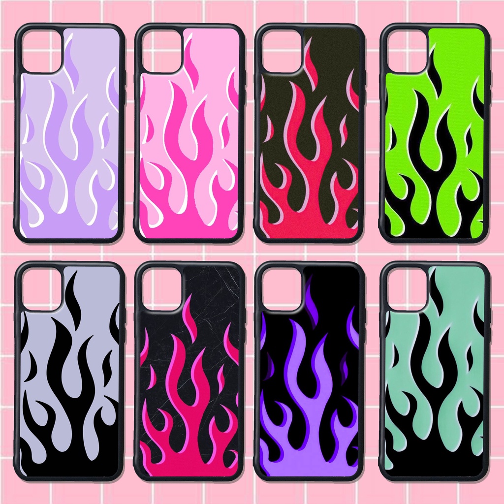 CASE CUSTOM RUBBER IPHONE ANDROID CASING ALL TYPE TEMA FIRE FLAMES API AESTHETIC