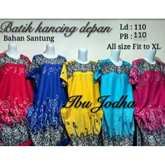 Daster ibu kancing depan 2 busui motif jodha ld 110 pj 110 cm