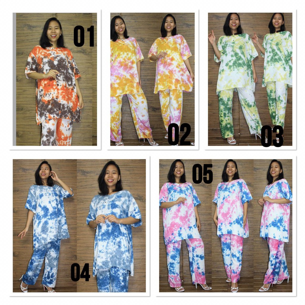 SB Collection Ratmah Stelan Atasan dan Celana Panjang Tie Dye Wanita