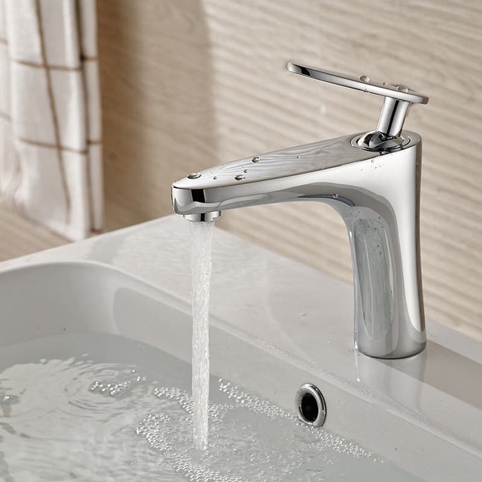 VNT Kran Wastafel Hot &amp; Cold Bras Chrome Basin Faucet Keran Pnas Dingin Minimalis