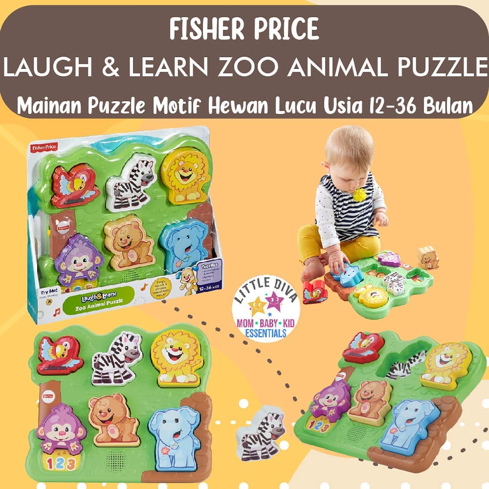 Mainan Puzzle Hewan FISHER PRICE  LAUGH &amp; LEARN ZOO ANIMAL PUZZLE - Mainan Puzzle Motif Hewan Lucu Usia 12-36 Bulan