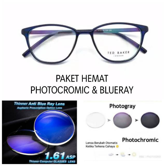 KACAMATA MINUS ANTI RADIASI BLUERAY PHOTOCROMIC, KACAMATA WANITA ANTI UV, KACA MATA CAT EYE 90011