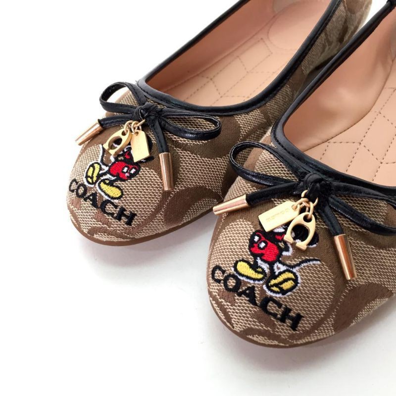 Coach Genuine Mickey x disney Flat Shoes mouse original authentic asli flats signature