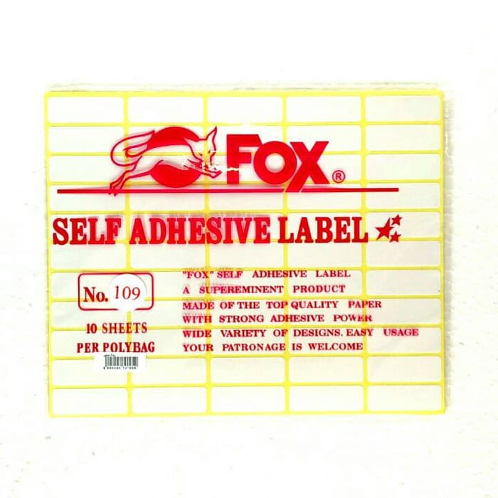 

Ready Stok Fox Label Stiker 109 Undangan Nama Self Adhesive Berkualitas